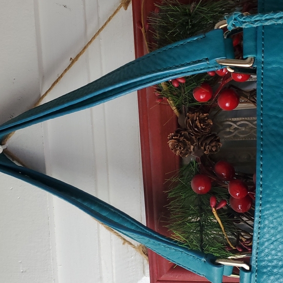 Cole Haan teal, turquoise leather handbag - Picture 3 of 5